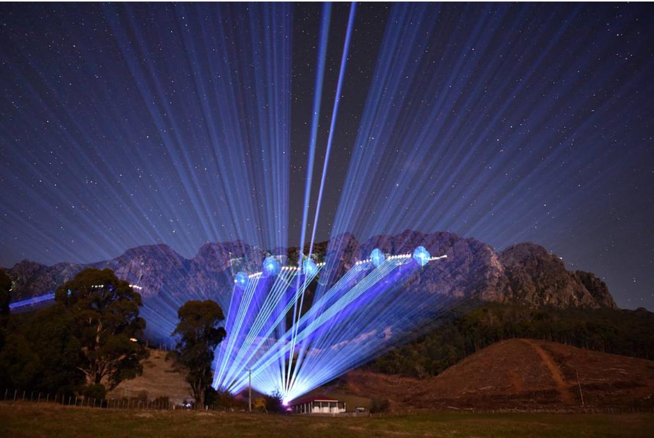 Mt Roland Tasmania Largest animated laser projection 